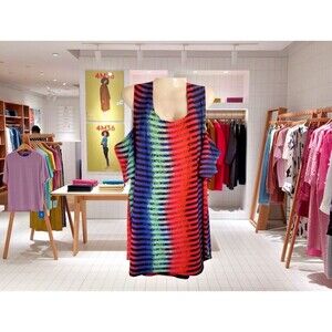 Avenue Women's Top Cold Shoulder Vibrant Stripe Design Liquid Knit  Size 22 /24